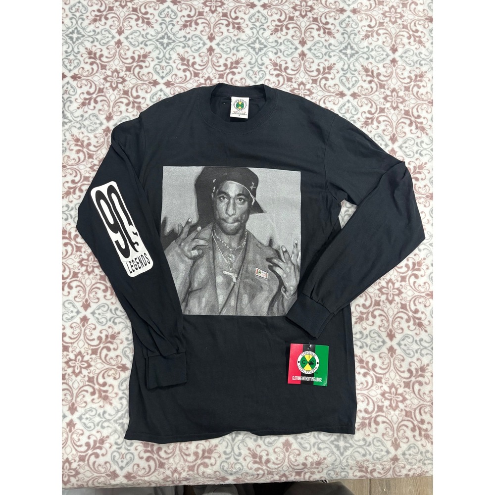 Vintage Cross Colours Tupac Shakur 90s Legends Graphic T-Shirt Black Small NEW